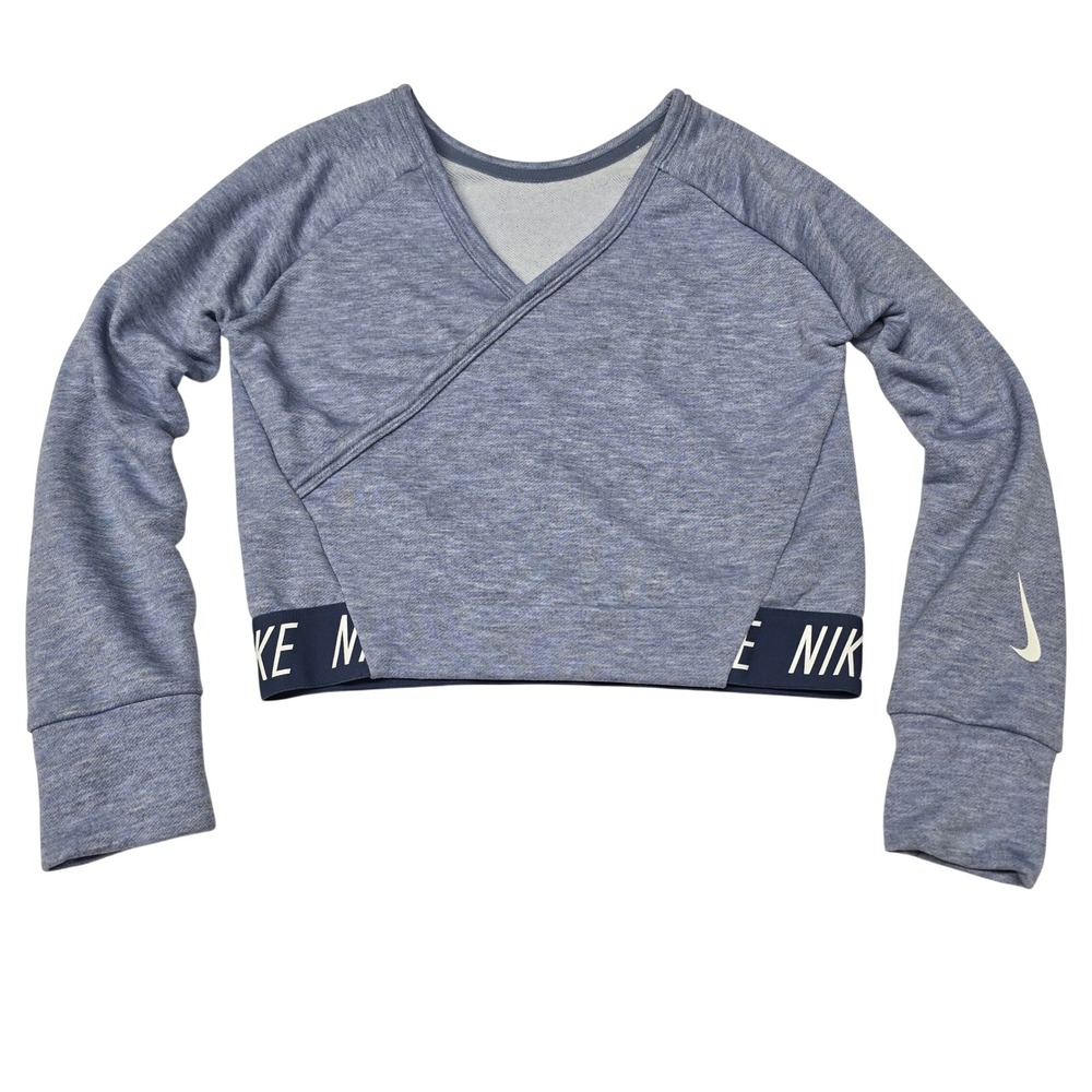 Nike Dri-FIT Womens Blue Heather Wrap Ballet Shrug Top Gym Medium Workout Cheer